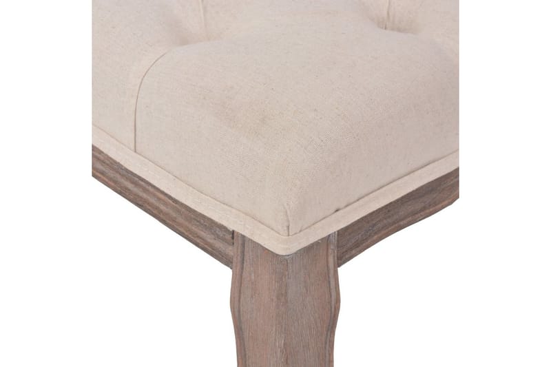 Bänk massivt trä och linnetyg 110x38x48 cm gräddvit - Vit - Möbler - Stolar & fåtöljer - Sittbänk - Hallbänk
