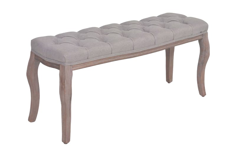 Bänk massivt trä och linnetyg 110x38x48 cm grå - Grå - Möbler - Stolar & fåtöljer - Sittbänk - Hallbänk