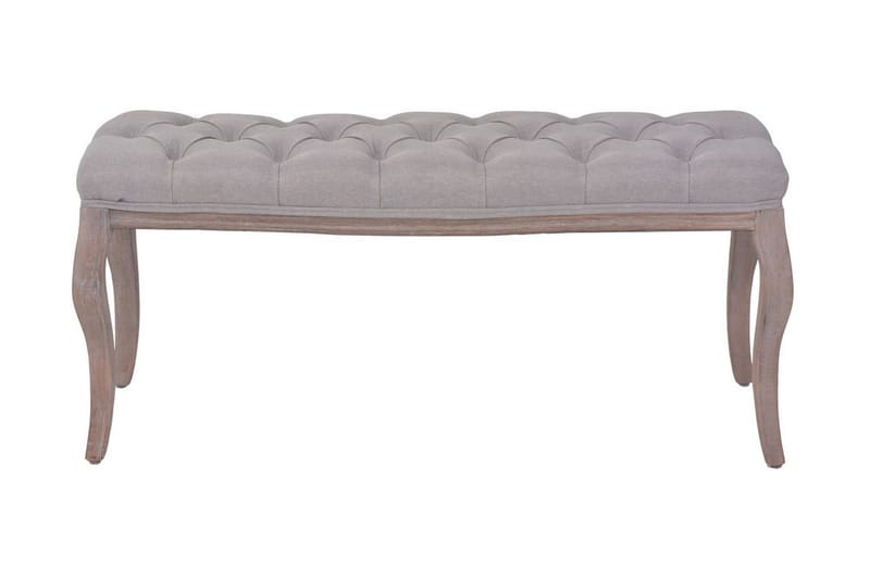 Bänk massivt trä och linnetyg 110x38x48 cm grå - Grå - Möbler - Stolar & fåtöljer - Sittbänk - Hallbänk