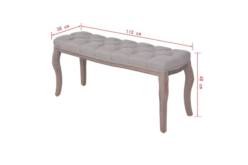 Bänk massivt trä och linnetyg 110x38x48 cm grå - Grå - Möbler - Stolar & fåtöljer - Sittbänk - Hallbänk