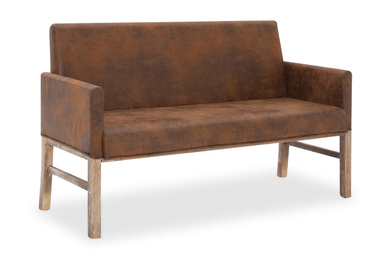 Bänk med armstöd 140 cm brun konstmocka - Brun - Möbler - Stolar & fåtöljer - Sittbänk