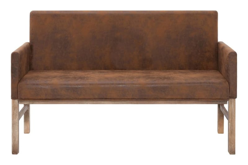 Bänk med armstöd 140 cm brun konstmocka - Brun - Möbler - Stolar & fåtöljer - Sittbänk