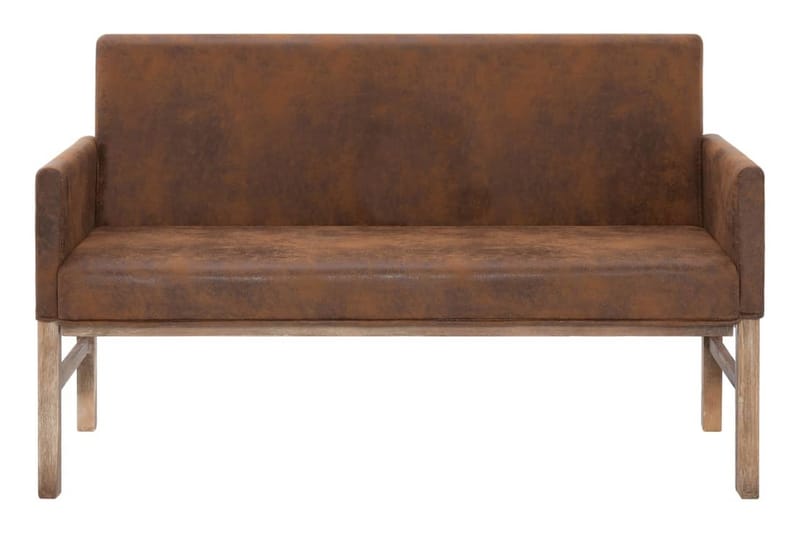 Bänk med armstöd 140 cm brun konstmocka - Brun - Sittbänk - Bänk med ryggstöd