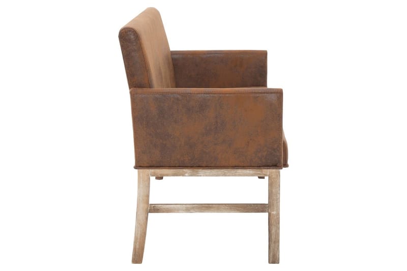 Bänk med armstöd 140 cm brun konstmocka - Brun - Möbler - Stolar & fåtöljer - Sittbänk