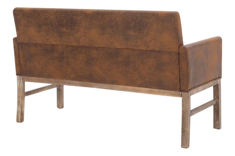 Bänk med armstöd 140 cm brun konstmocka - Brun - Möbler - Stolar & fåtöljer - Sittbänk