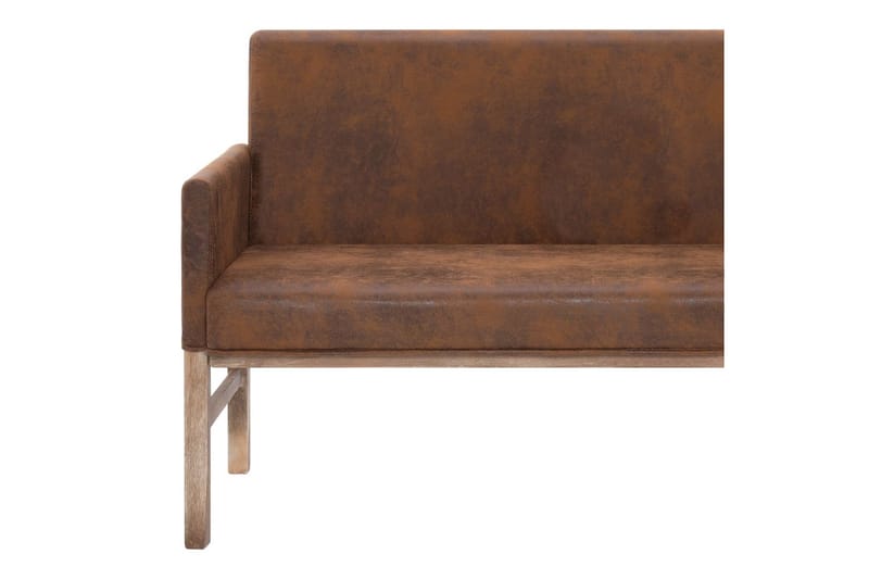 Bänk med armstöd 140 cm brun konstmocka - Brun - Möbler - Stolar & fåtöljer - Sittbänk