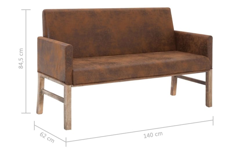 Bänk med armstöd 140 cm brun konstmocka - Brun - Möbler - Stolar & fåtöljer - Sittbänk