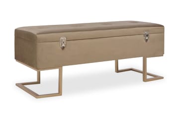 Bänk med förvaringsutrymme 105 cm beige sammet