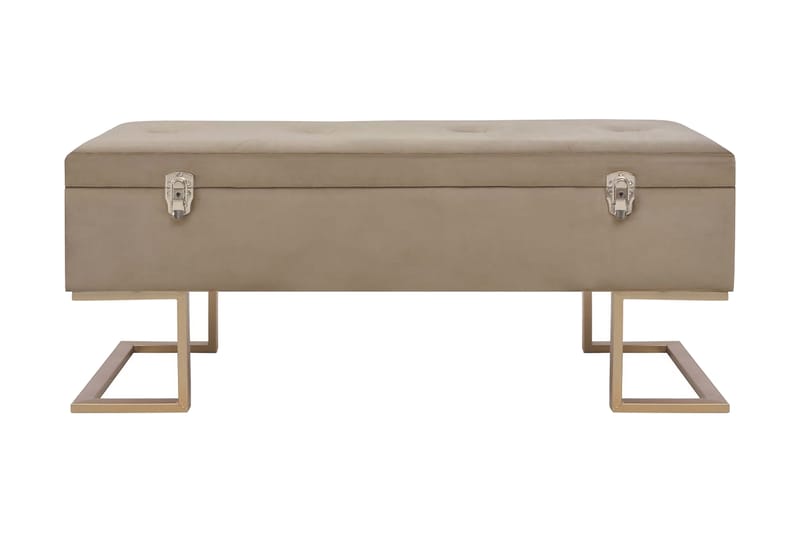 Bänk med förvaringsutrymme 105 cm beige sammet - Beige - Möbler - Stolar & fåtöljer - Sittbänk - Hallbänk - Hallbänk med förvaring