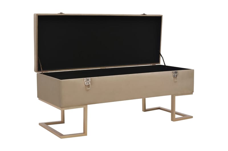 Bänk med förvaringsutrymme 105 cm beige sammet - Beige - Möbler - Stolar & fåtöljer - Sittbänk - Hallbänk - Hallbänk med förvaring