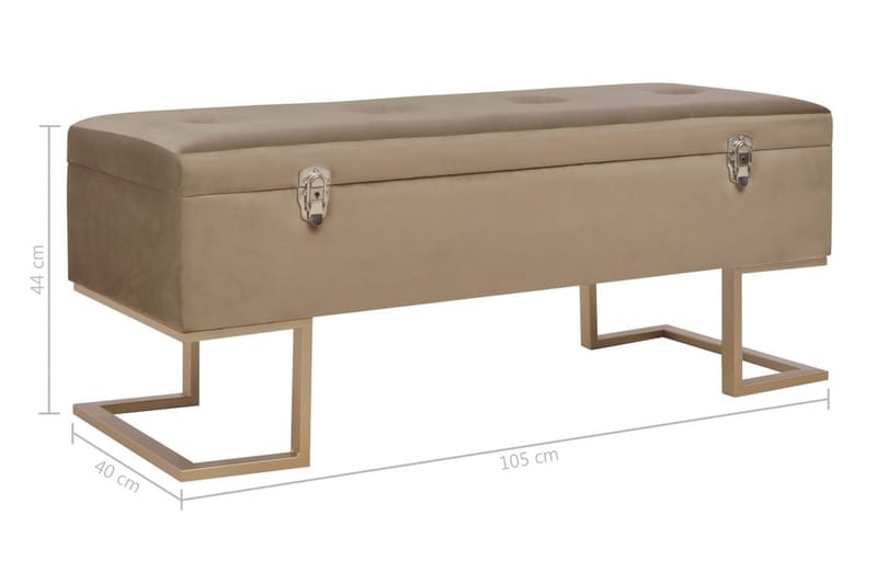 Bänk med förvaringsutrymme 105 cm beige sammet - Beige - Möbler - Stolar & fåtöljer - Sittbänk - Hallbänk - Hallbänk med förvaring