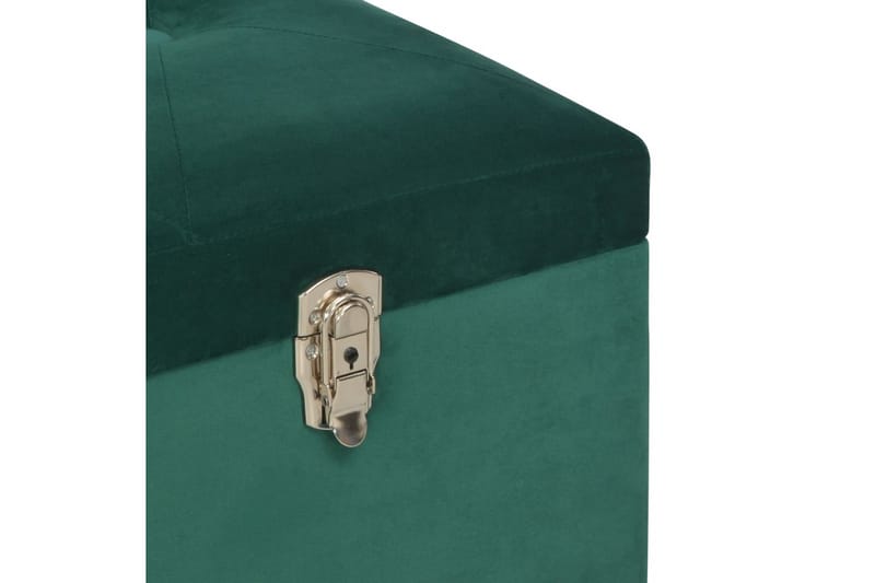 Bänk med förvaringsutrymme 105 cm grön sammet - Grön - Hallbänk med förvaring - Sittbänk med förvaring - Förvaringsbänk - Hallbänk - Sittbänk