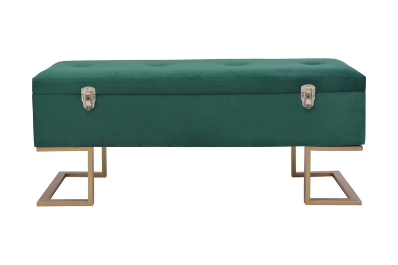 Bänk med förvaringsutrymme 105 cm grön sammet - Grön - Möbler - Stolar & fåtöljer - Sittbänk - Hallbänk - Hallbänk med förvaring