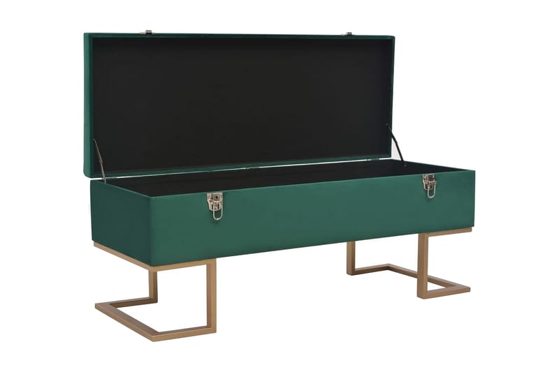 Bänk med förvaringsutrymme 105 cm grön sammet - Grön - Möbler - Stolar & fåtöljer - Sittbänk - Hallbänk - Hallbänk med förvaring