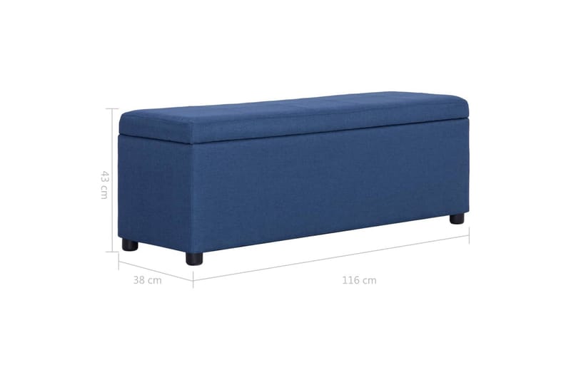 Bänk med förvaringsutrymme 116 cm blå polyester - Blå - Möbler - Stolar & fåtöljer - Sittbänk - Hallbänk - Hallbänk med förvaring