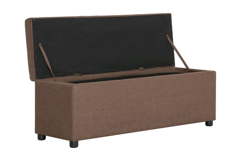 Bänk med förvaringsutrymme 116 cm brun polyester - Brun - Möbler - Stolar & fåtöljer - Sittbänk - Hallbänk - Hallbänk med förvaring