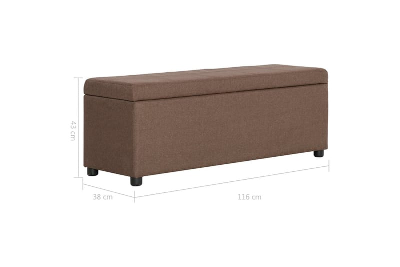 Bänk med förvaringsutrymme 116 cm brun polyester - Brun - Möbler - Stolar & fåtöljer - Sittbänk - Hallbänk - Hallbänk med förvaring