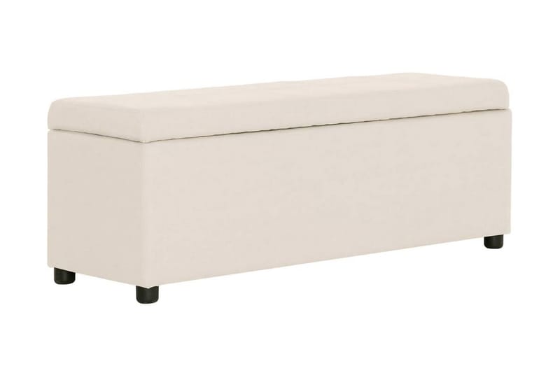 Bänk med förvaringsutrymme 116 cm gräddvit polyester - Vit - Möbler - Stolar & fåtöljer - Sittbänk - Hallbänk - Hallbänk med förvaring