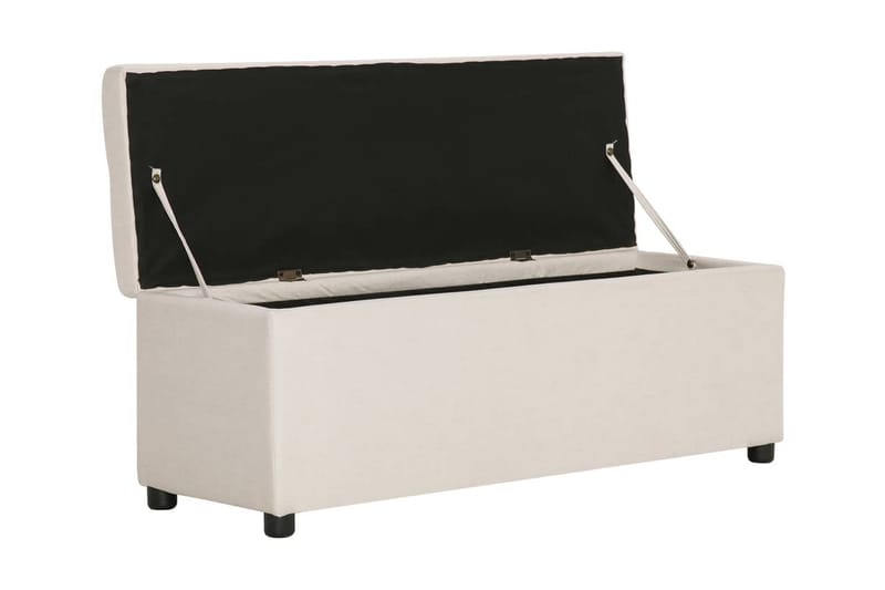 Bänk med förvaringsutrymme 116 cm gräddvit polyester - Vit - Möbler - Stolar & fåtöljer - Sittbänk - Hallbänk - Hallbänk med förvaring