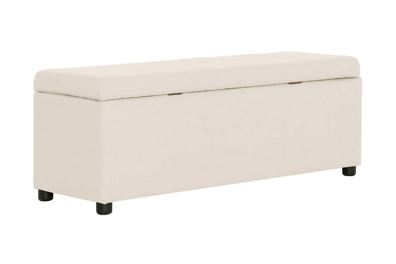 Bänk med förvaringsutrymme 116 cm gräddvit polyester - Vit - Möbler - Stolar & fåtöljer - Sittbänk - Hallbänk - Hallbänk med förvaring