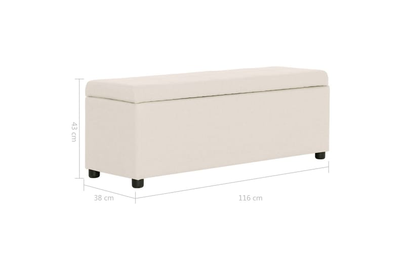 Bänk med förvaringsutrymme 116 cm gräddvit polyester - Vit - Möbler - Stolar & fåtöljer - Sittbänk - Hallbänk - Hallbänk med förvaring
