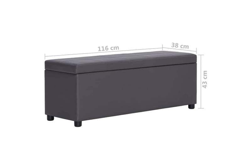 Bänk med förvaringsutrymme 116 cm grå konstläder - Grå - Möbler - Stolar & fåtöljer - Sittbänk - Hallbänk - Hallbänk med förvaring