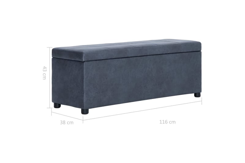 Bänk med förvaringsutrymme 116 cm grå konstmocka - Grå - Möbler - Stolar & fåtöljer - Sittbänk - Hallbänk - Hallbänk med förvaring