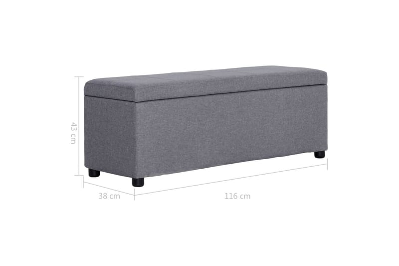 Bänk med förvaringsutrymme 116 cm ljusgrå polyester - Grå - Möbler - Stolar & fåtöljer - Sittbänk - Hallbänk - Hallbänk med förvaring