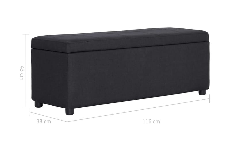 Bänk med förvaringsutrymme 116 cm svart polyester - Svart - Möbler - Stolar & fåtöljer - Sittbänk - Hallbänk - Hallbänk med förvaring