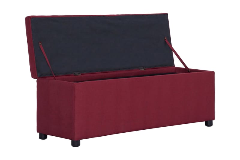 Bänk med förvaringsutrymme 116 cm vinröd polyester - Röd - Möbler - Stolar & fåtöljer - Sittbänk - Hallbänk - Hallbänk med förvaring