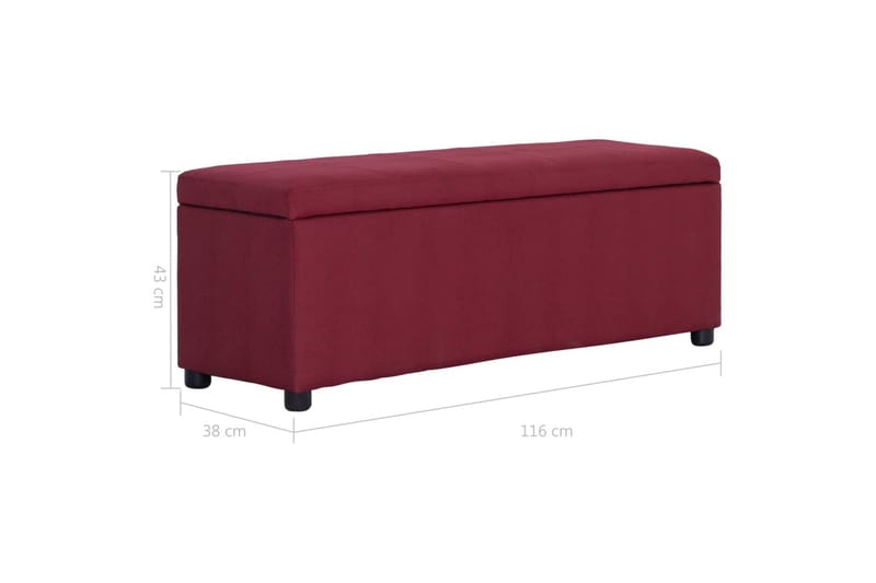 Bänk med förvaringsutrymme 116 cm vinröd polyester - Röd - Möbler - Stolar & fåtöljer - Sittbänk - Hallbänk - Hallbänk med förvaring