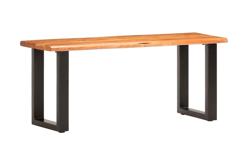 Bänk med levande kant 110 cm massivt akaciaträ och stål - Brun - Möbler - Stolar & fåtöljer - Sittbänk - Hallbänk