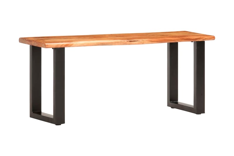 Bänk med levande kant 110 cm massivt akaciaträ och stål - Brun - Möbler - Stolar & fåtöljer - Sittbänk - Hallbänk