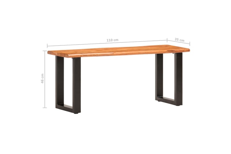 Bänk med levande kant 110 cm massivt akaciaträ och stål - Brun - Möbler - Stolar & fåtöljer - Sittbänk - Hallbänk