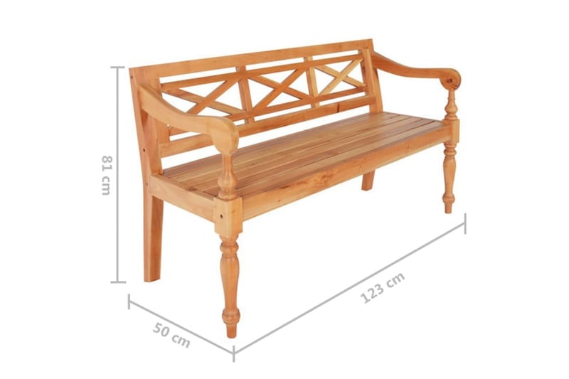 Bataviabänk 123 cm massiv mahogny ljusbrun - Ljusbrun - Möbler - Stolar & fåtöljer - Sittbänk - Bänk med ryggstöd