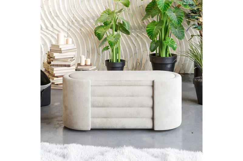 Bänk Veyaa Boxed Grädde - Cremevit - Möbler - Stolar & fåtöljer - Pall & puff - Fotpall - Bäddbar fotpall