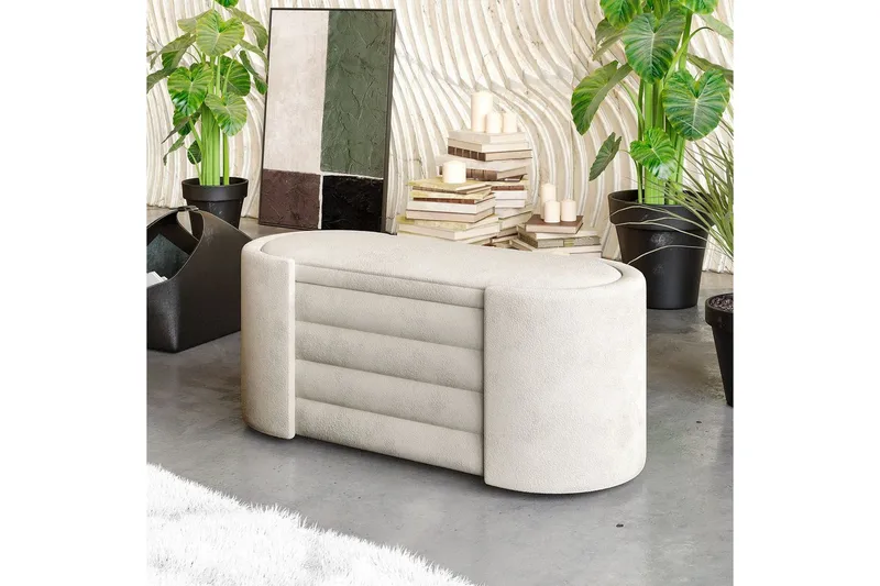 Bänk Veyaa Boxed Grädde - Cremevit - Möbler - Stolar & fåtöljer - Pall & puff - Fotpall - Bäddbar fotpall