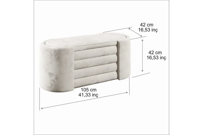 Bänk Veyaa Boxed Grädde - Cremevit - Möbler - Stolar & fåtöljer - Pall & puff - Fotpall - Bäddbar fotpall