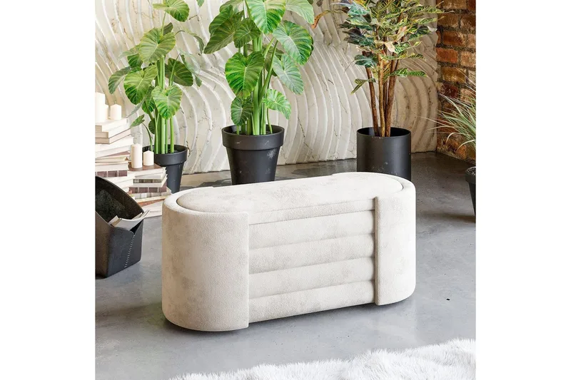 Bänk Veyaa Boxed Grädde - Cremevit - Möbler - Stolar & fåtöljer - Pall & puff - Fotpall - Bäddbar fotpall