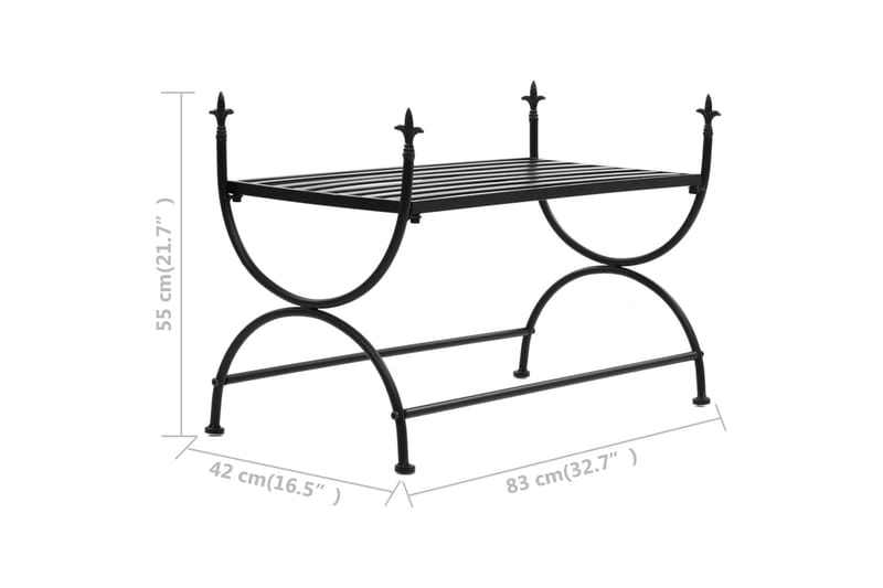 Bänk vintage stil metall 83x42x55 cm svart - Svart - Möbler - Stolar & fåtöljer - Sittbänk - Hallbänk