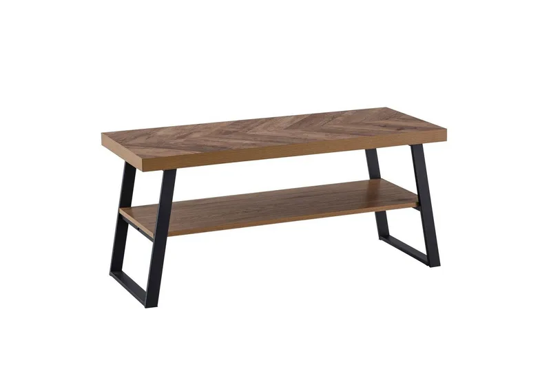 Bänk Wohnling Ekfiskbensdekor med hylla Stabil metallram Modern look, undefined