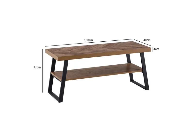 Bänk Wohnling Ekfiskbensdekor med hylla Stabil metallram Modern look - Möbler - Stolar & fåtöljer - Sittbänk - Skobänk & skohylla med bänk