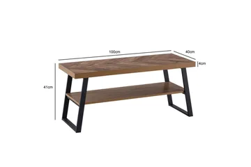 Bänk Wohnling Ekfiskbensdekor med hylla Stabil metallram Modern look - Möbler - Stolar & fåtöljer - Sittbänk - Skobänk & skohylla med bänk