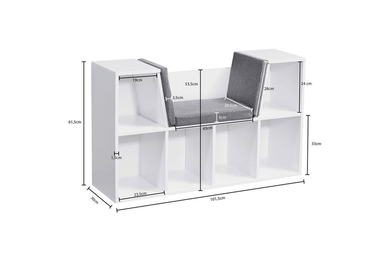 Bänk Wohnling Melaminbelagd spånskiva Klädd sittplats Förvaringsutrymme Modern - Möbler - Stolar & fåtöljer - Sittbänk