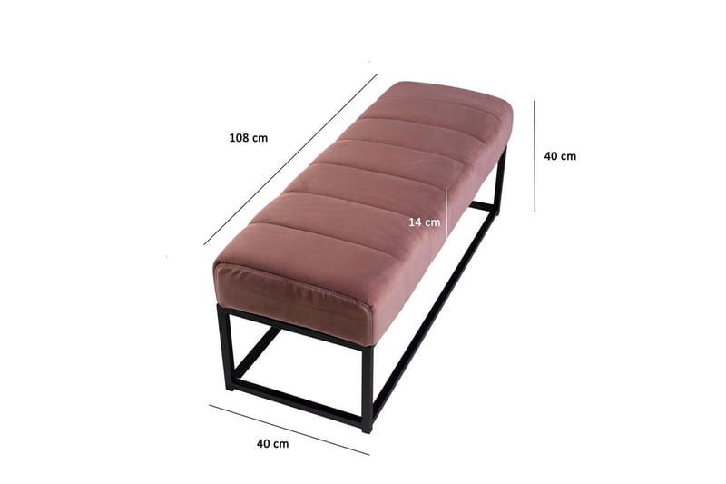 Bänk Wohnling sammet klädd modern vadderad elegant metallram Rosa - Rosa - Möbler - Stolar & fåtöljer - Sittbänk - Hallbänk