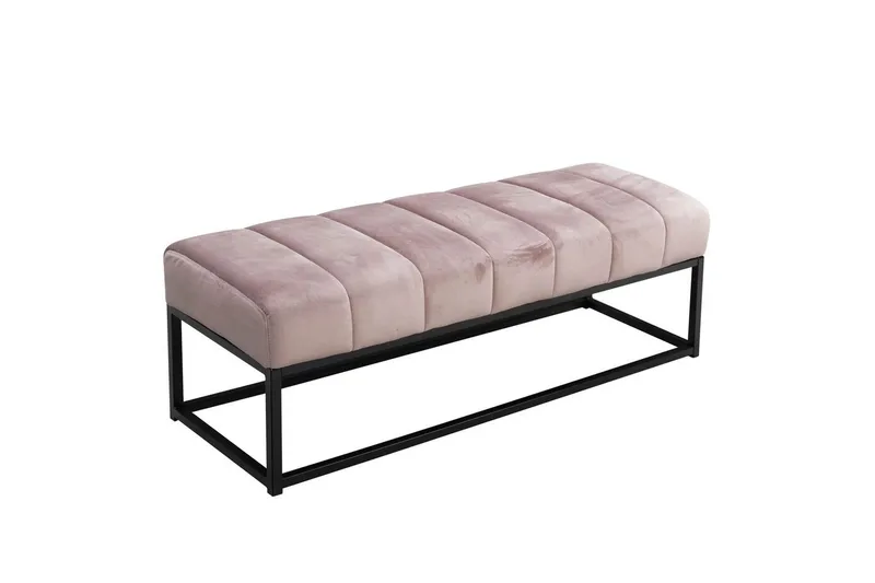 Bänk Wohnling sammet klädd modern vadderad elegant metallram Rosa, Rosa