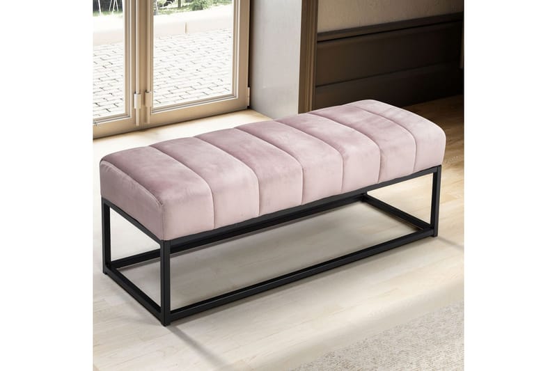 Bänk Wohnling sammet klädd modern vadderad elegant metallram Rosa - Rosa - Möbler - Stolar & fåtöljer - Sittbänk - Hallbänk