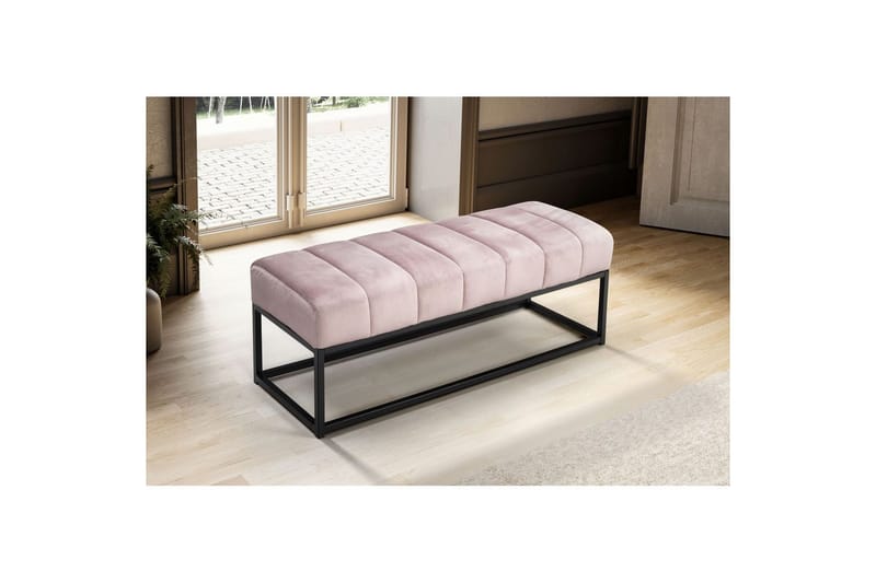 Bänk Wohnling sammet klädd modern vadderad elegant metallram Rosa - Rosa - Möbler - Stolar & fåtöljer - Sittbänk - Hallbänk