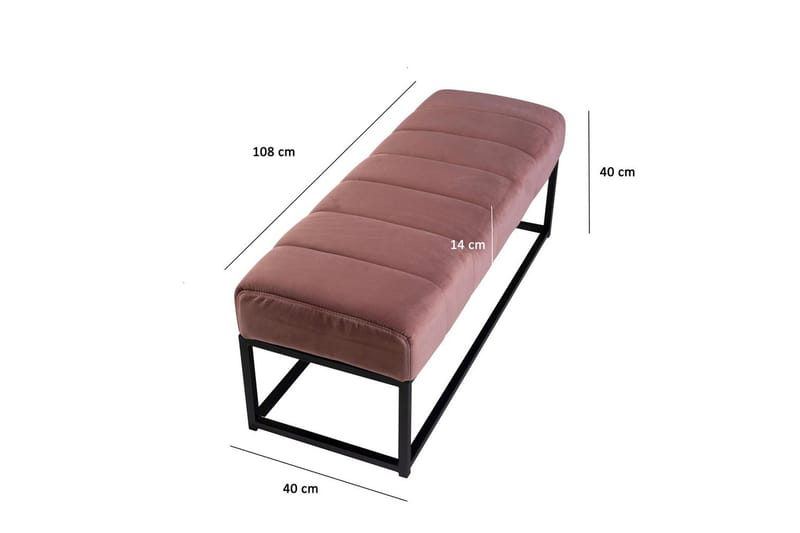 Bänk Wohnling sammet klädd modern vadderad elegant metallram Rosa - Rosa - Möbler - Stolar & fåtöljer - Sittbänk - Hallbänk
