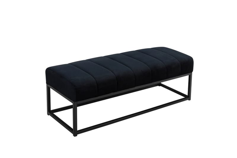 Bänk Wohnling sammet klädd modern vadderad elegant metallram Svart - Svart - Möbler - Stolar & fåtöljer - Sittbänk - Hallbänk